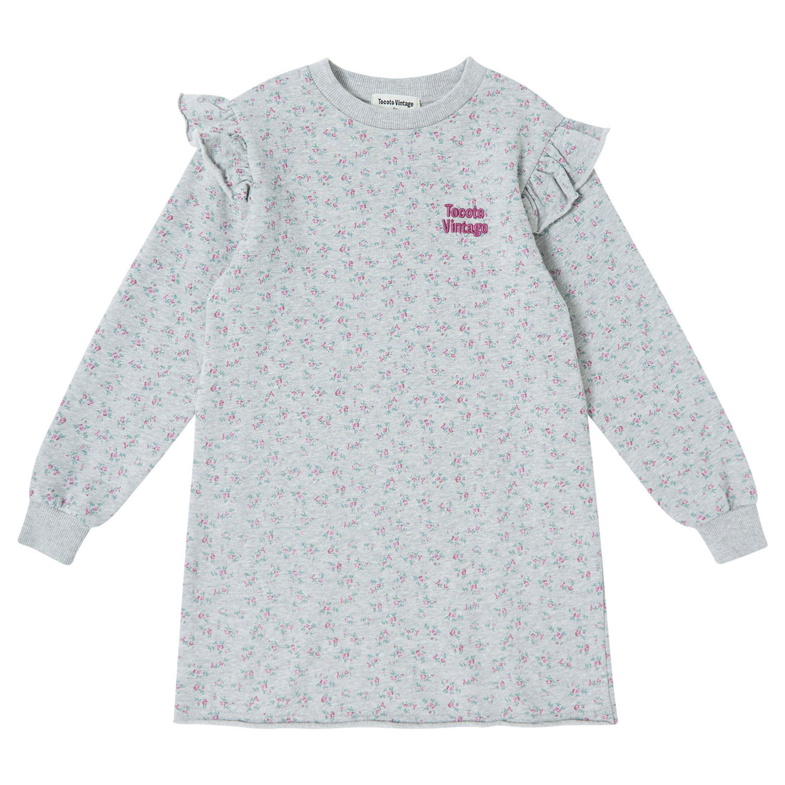 Tocoto Vintage Light Grey Flower Print Dress