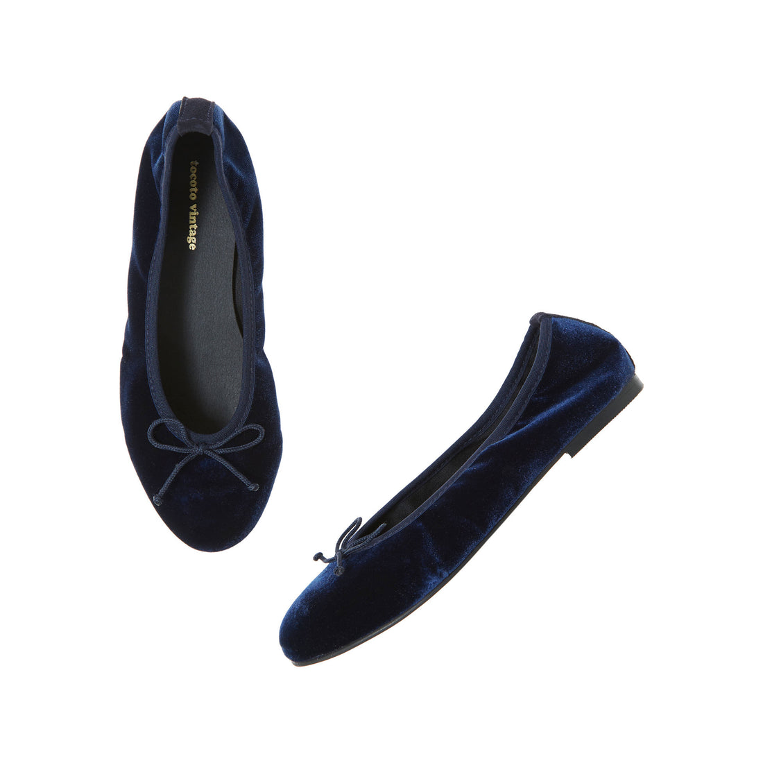 Tocoto Vintage Navy Velvet Maryjanes