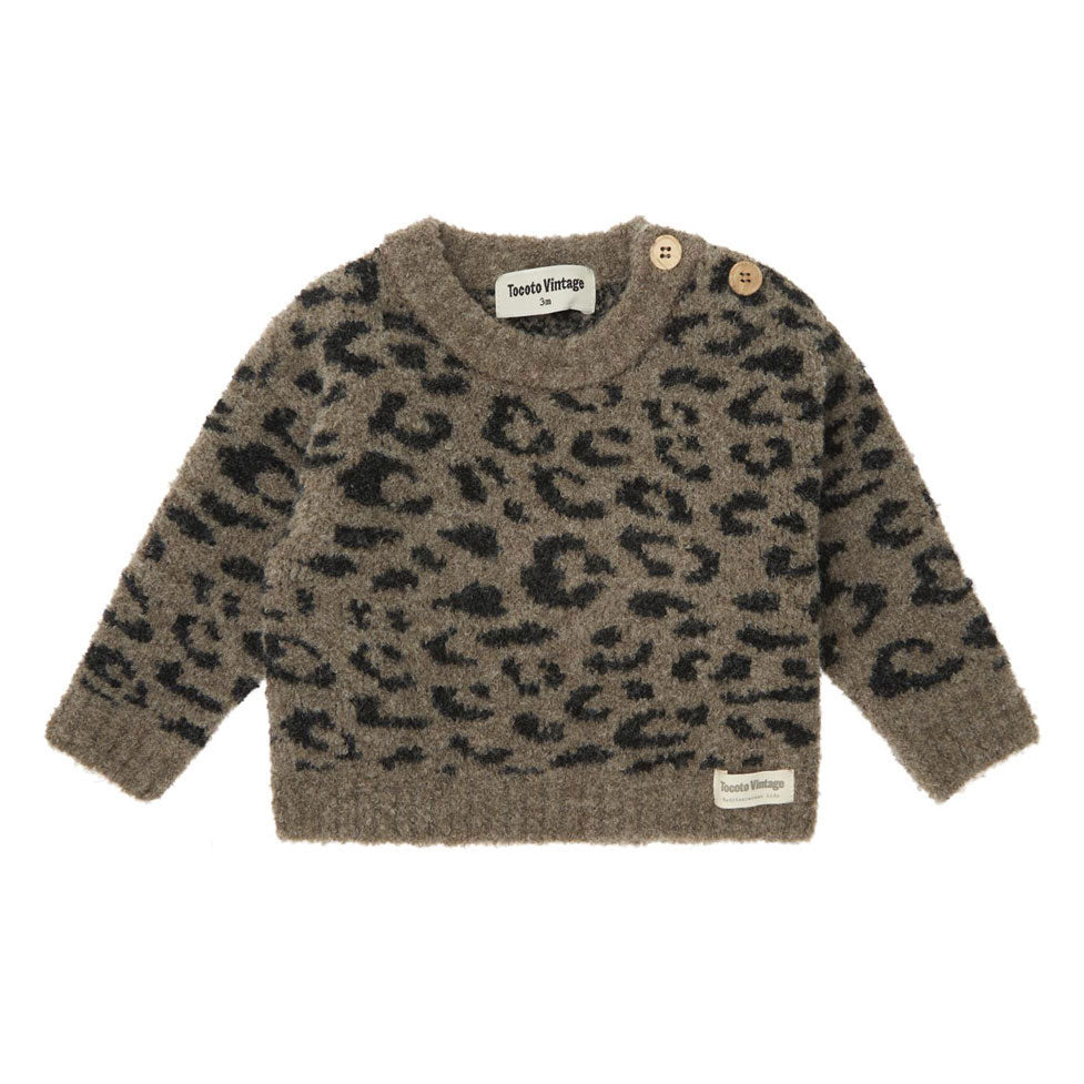 Tocoto Vintage Brown Animal Print Baby Sweater