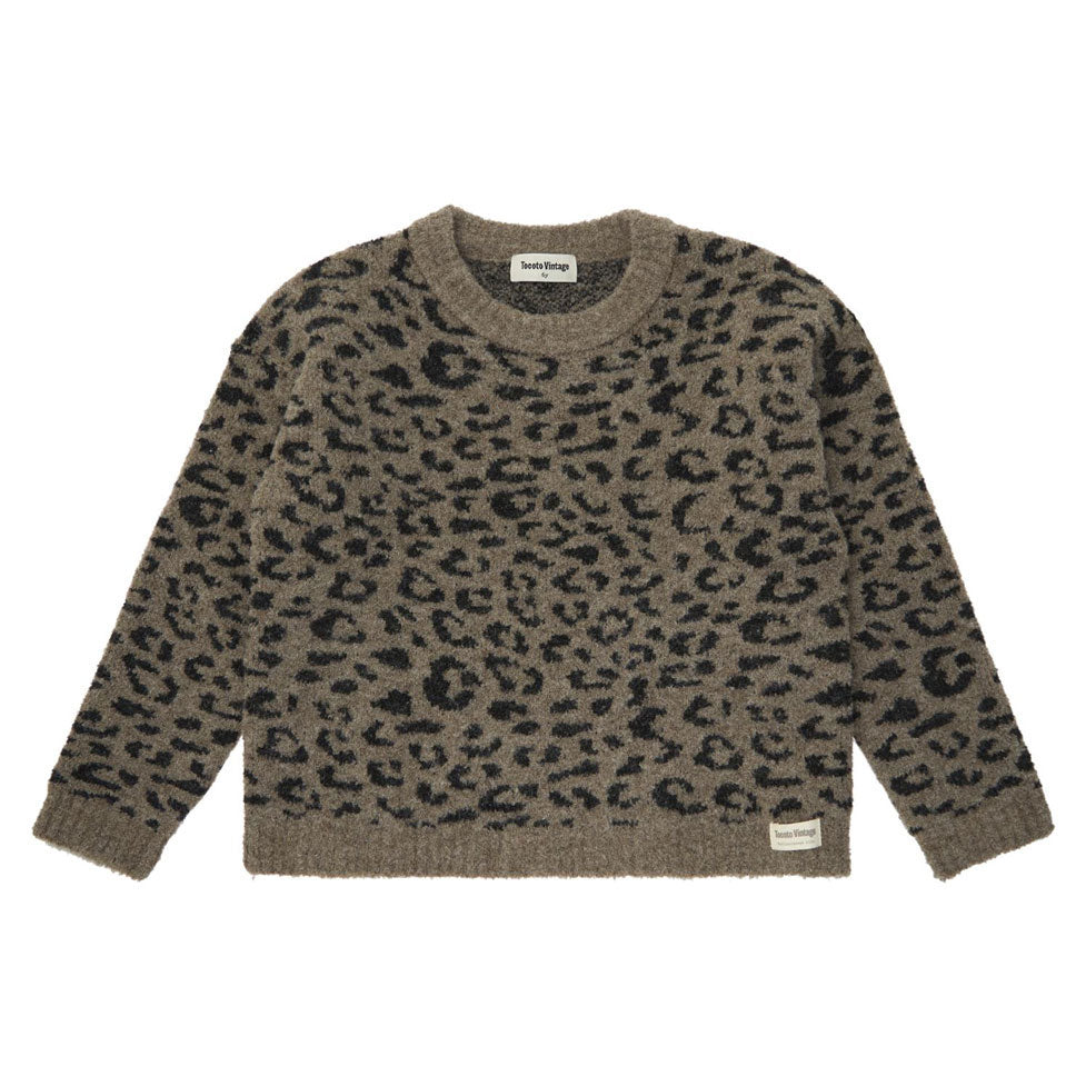 Tocoto Vintage Brown Animal Print Sweater