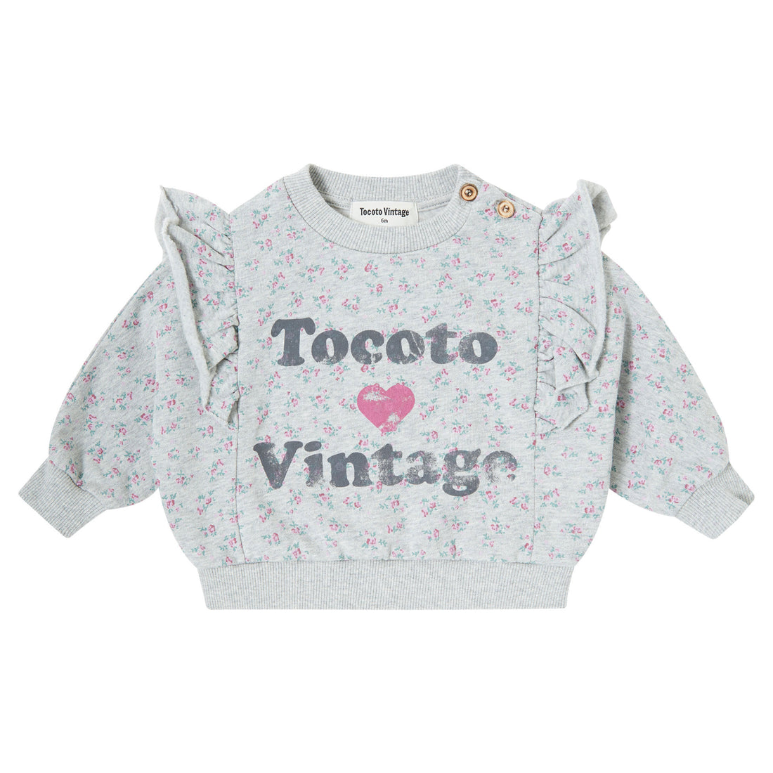 Tocoto Vintage Light Grey Flower Print Sweatshirt