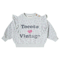 Tocoto Vintage Light Grey Flower Print Sweatshirt
