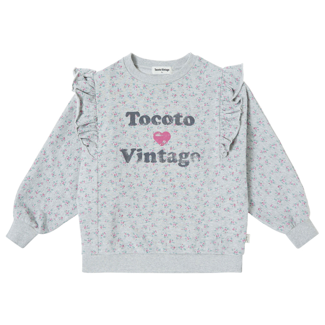 Tocoto Vintage Light Grey Flower Print Sweatshirt