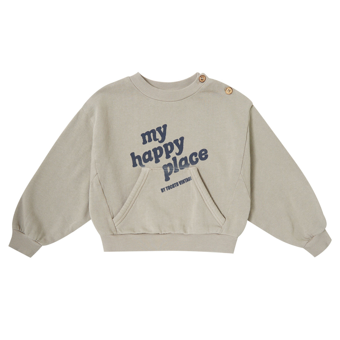 Tocoto Vintage Brown My Happy Place Pocket Sweatshirt