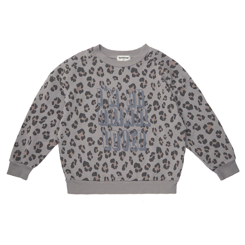 Tocoto Vintage Brown Animal Print Plush Sweatshirt
