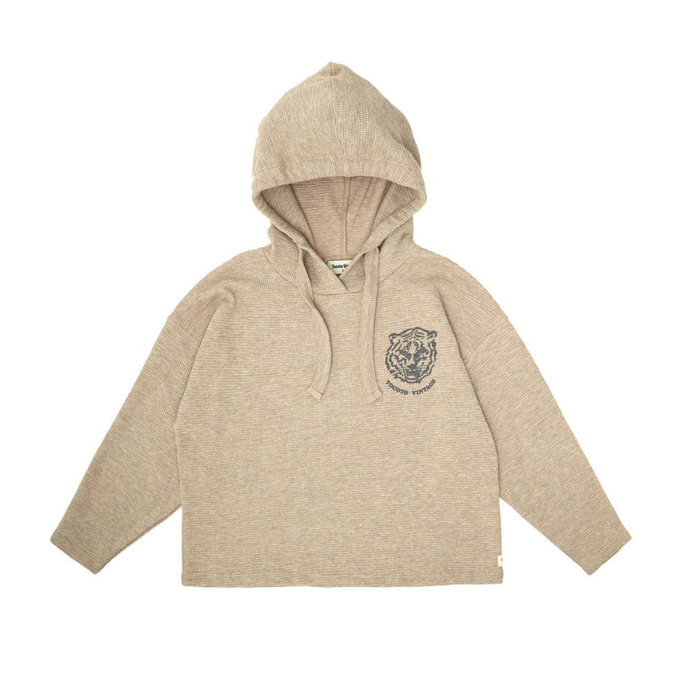 Tocoto Vintage Brown Hooded Waffle Tee