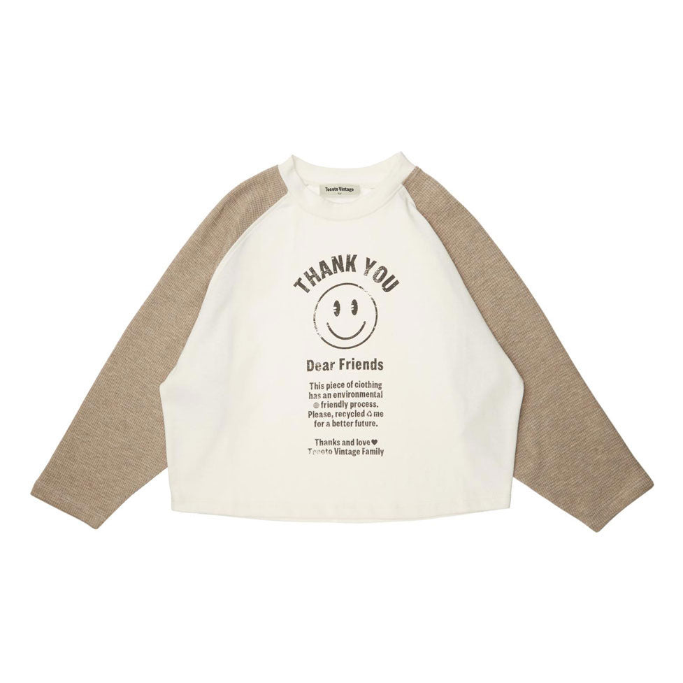 Tocoto Vintage Off White COmbi Ranglan Sleeve Tee