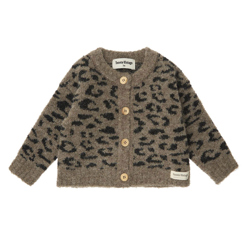 Tocoto Vintage Brown Animal Print Baby Cardigan