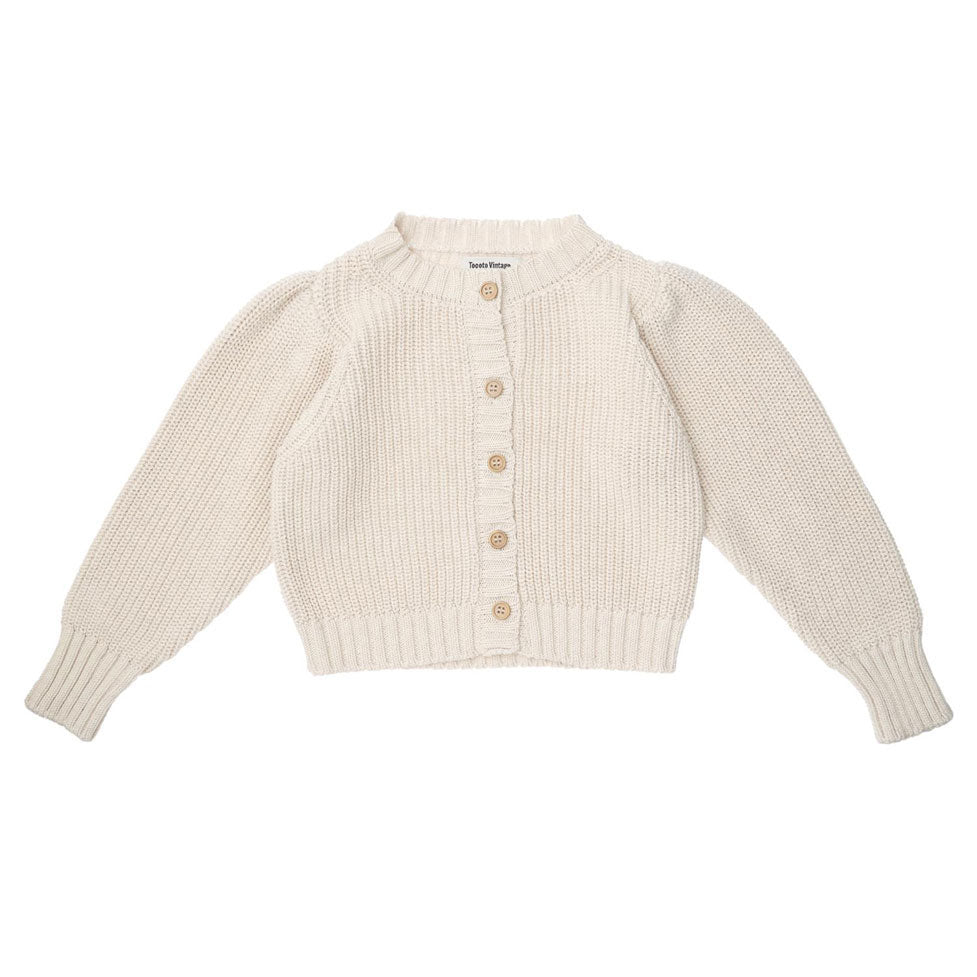 Tocoto Vintage Off White Basic Pearl Cardigan