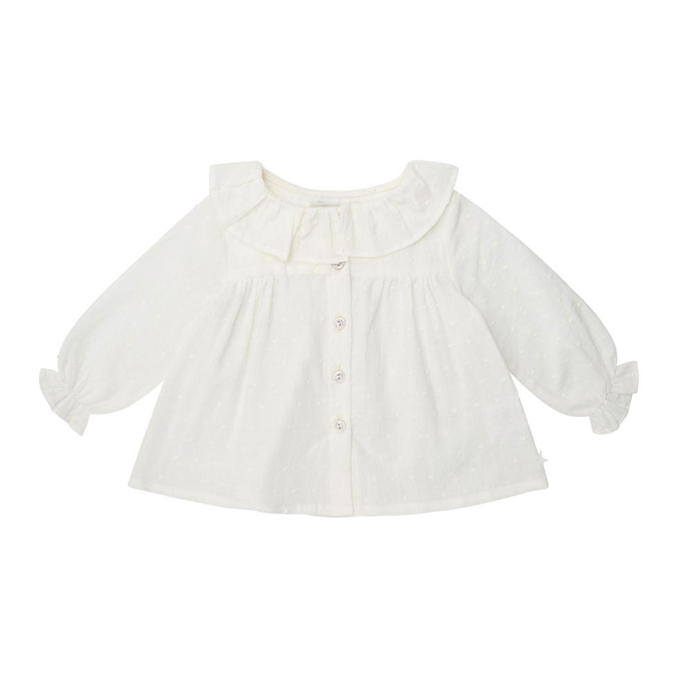 Tocoto Vintage Off White Plumeti Gathers Baby Blouse