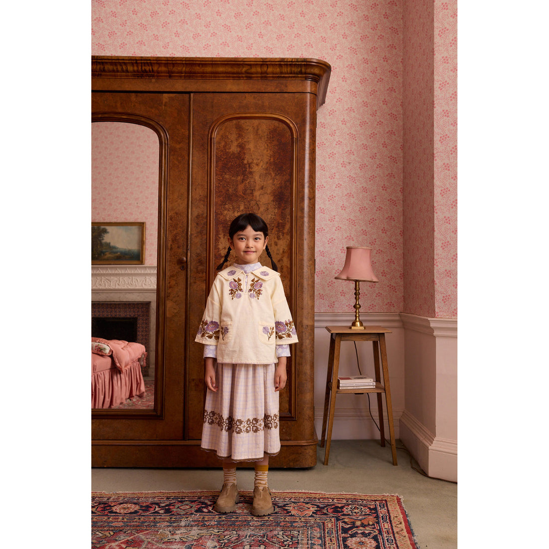 Apolina  Camp Check Wendy Midi Skirt