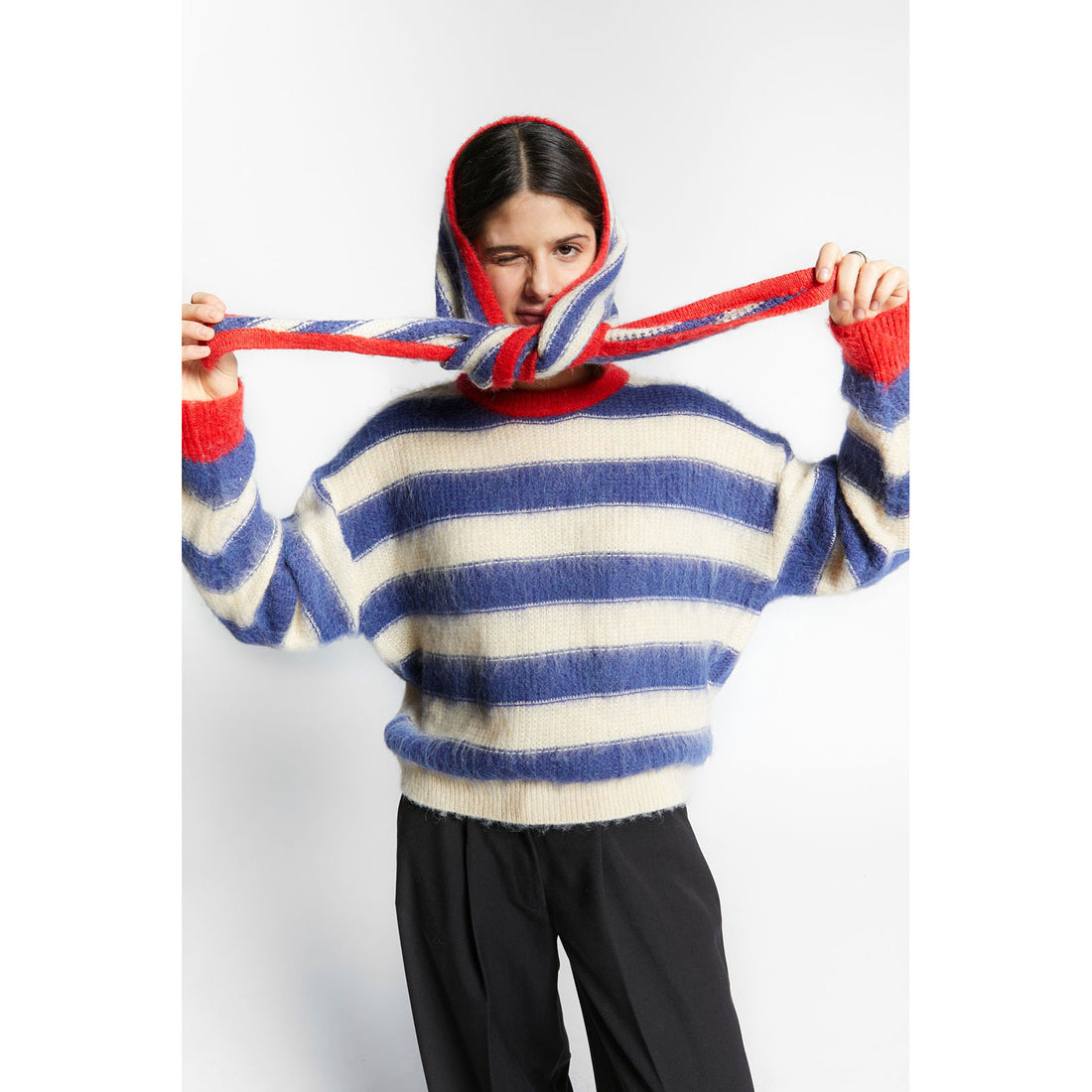 Indee  Off White Walking Striped Scarf