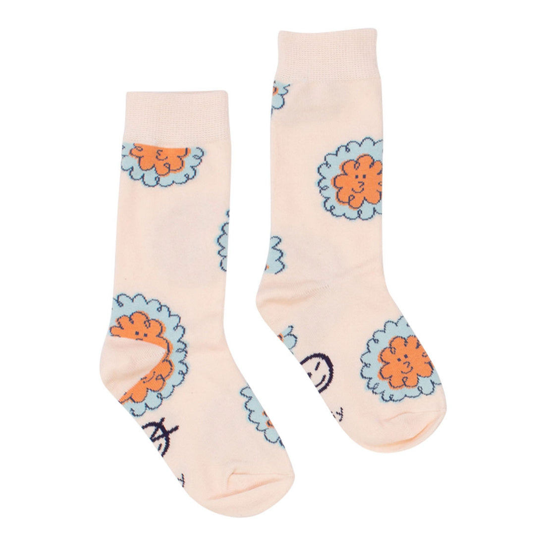 Wynken Pale Peach Ruffle Flower Sock