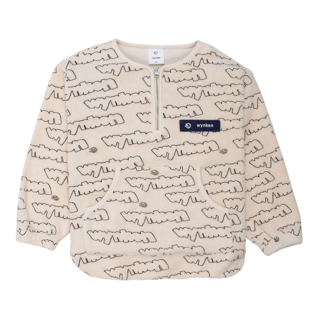 Wynken Ecru Fluffy Half Zip Sweatshirt