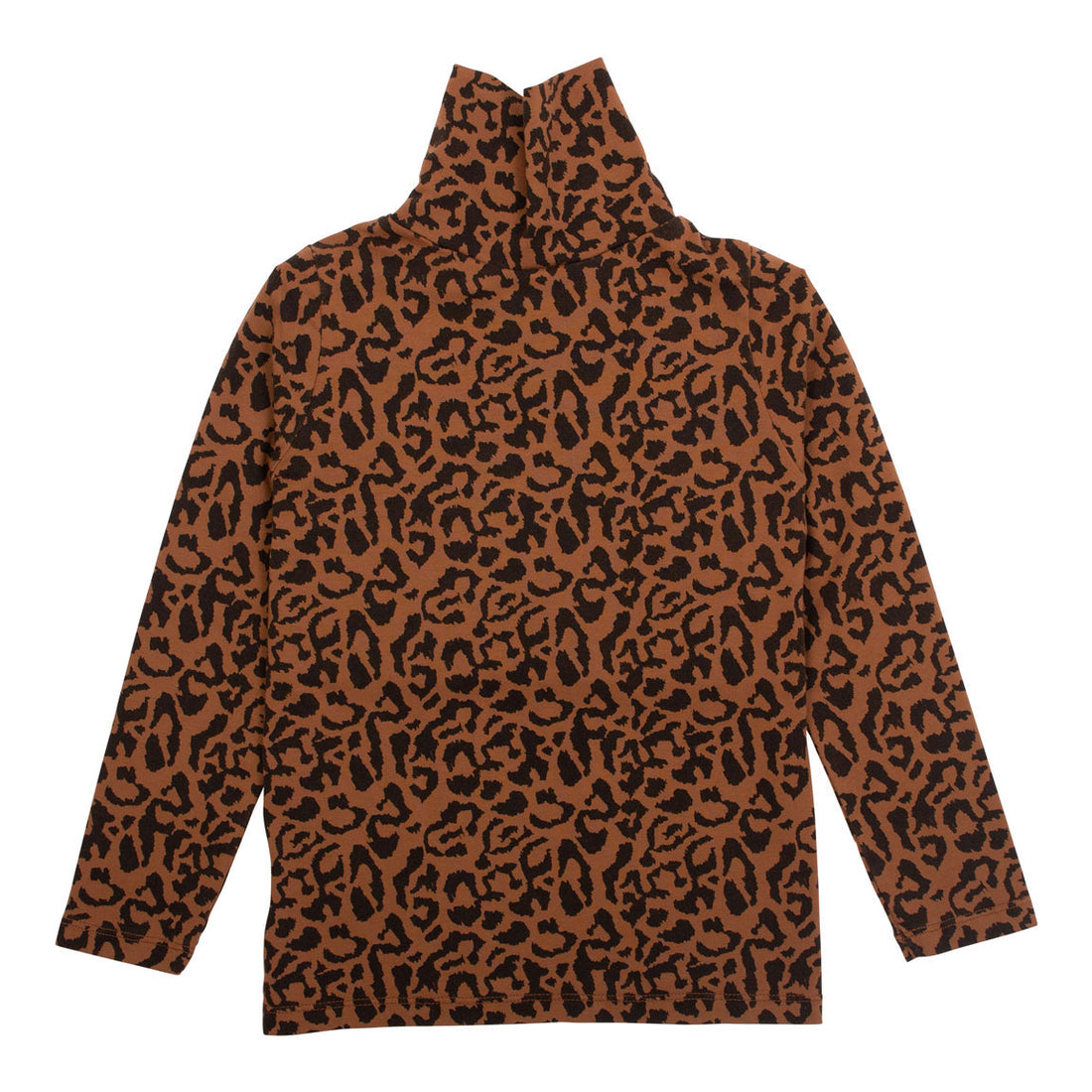 Wynken Brown Animal Print Luna Roll Neck Tee
