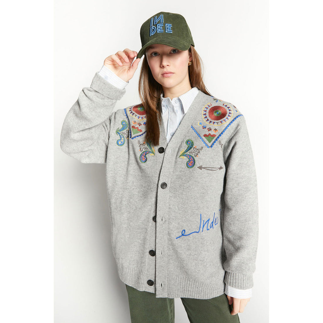 Indee  Grey Melange Waffa Cardigan