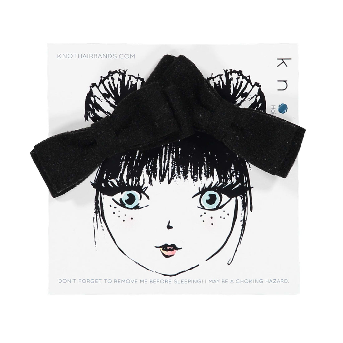 Knot Hairbands Black Wool Mini Bow Clip Set