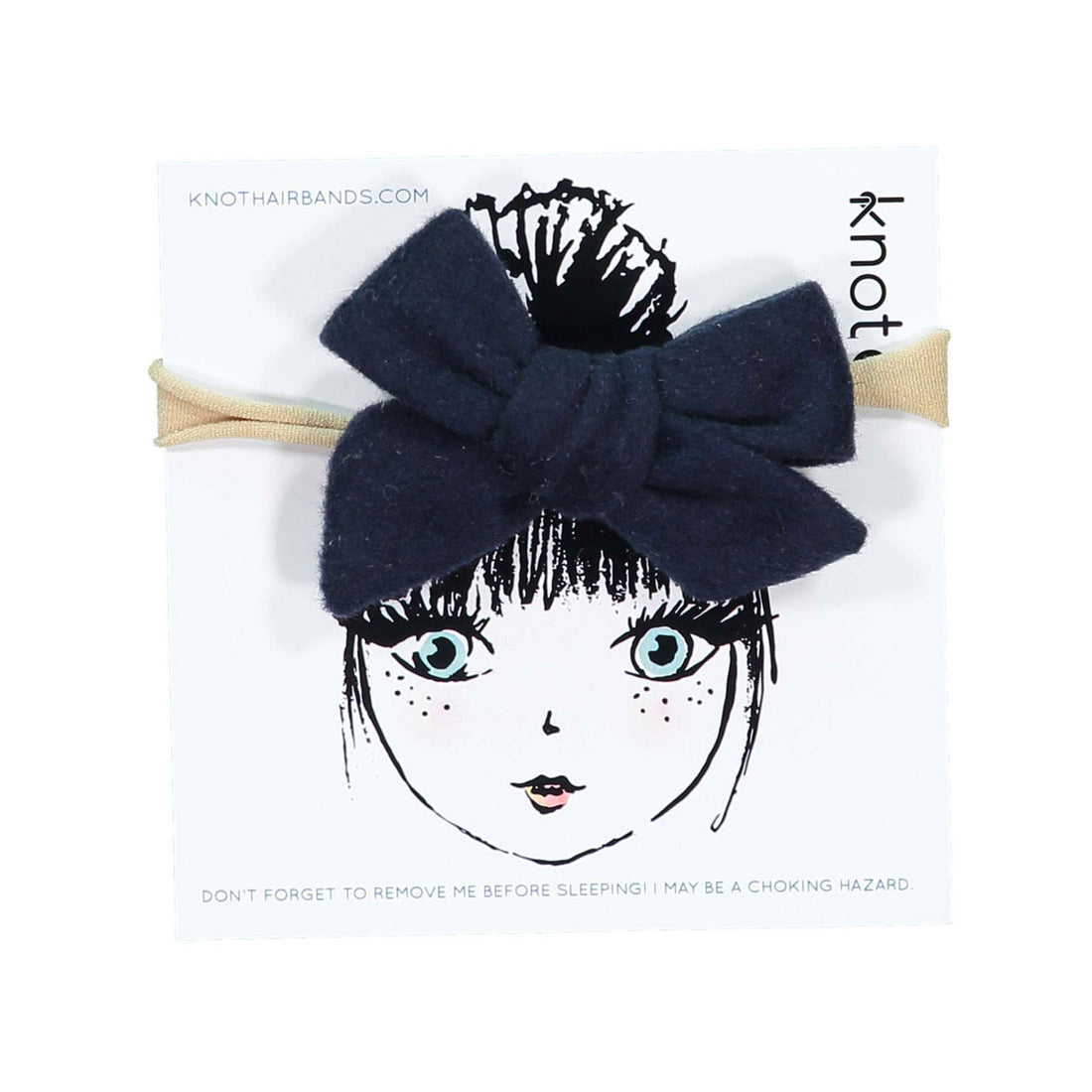 Knot Hairbands  Navy Woolly Mini Bow Band