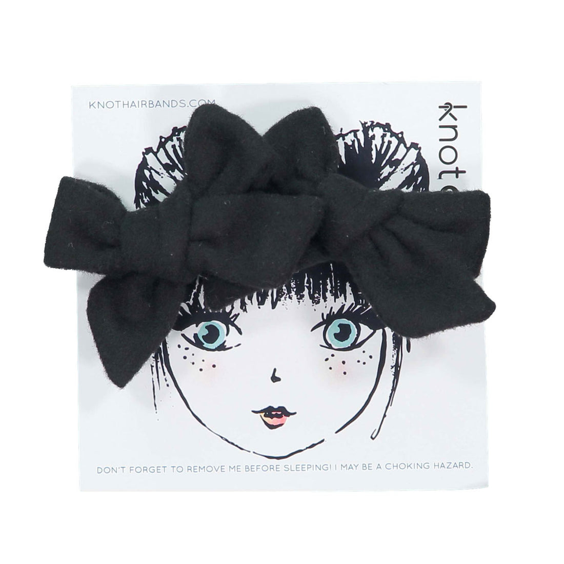 Knot Hairbands  Black Woolly Mini Bow Set