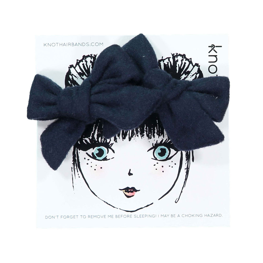 Knot Hairbands  Navy Woolly Mini Bow Set