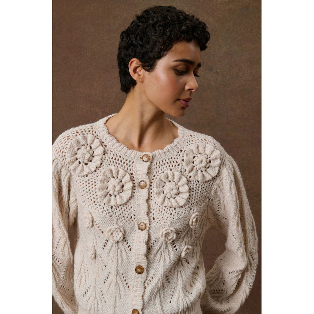 Louise Misha Cream Lokya Cardigan