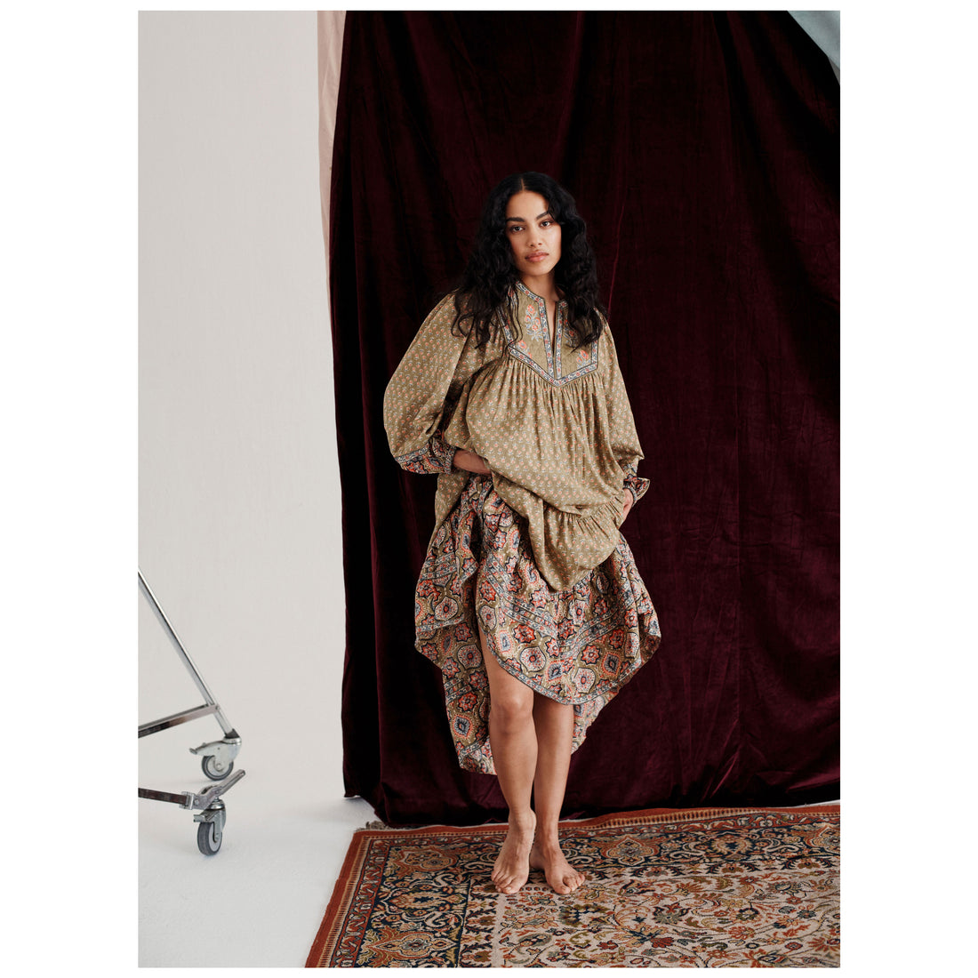 Louise Misha Khaki Granada Meadow Gypsy Dress