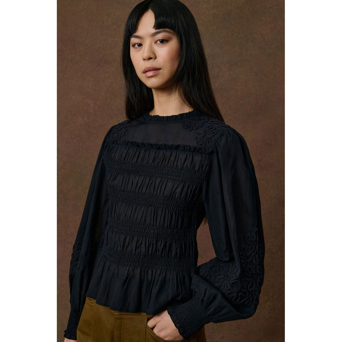 Louise Misha Black Haydee Blouse