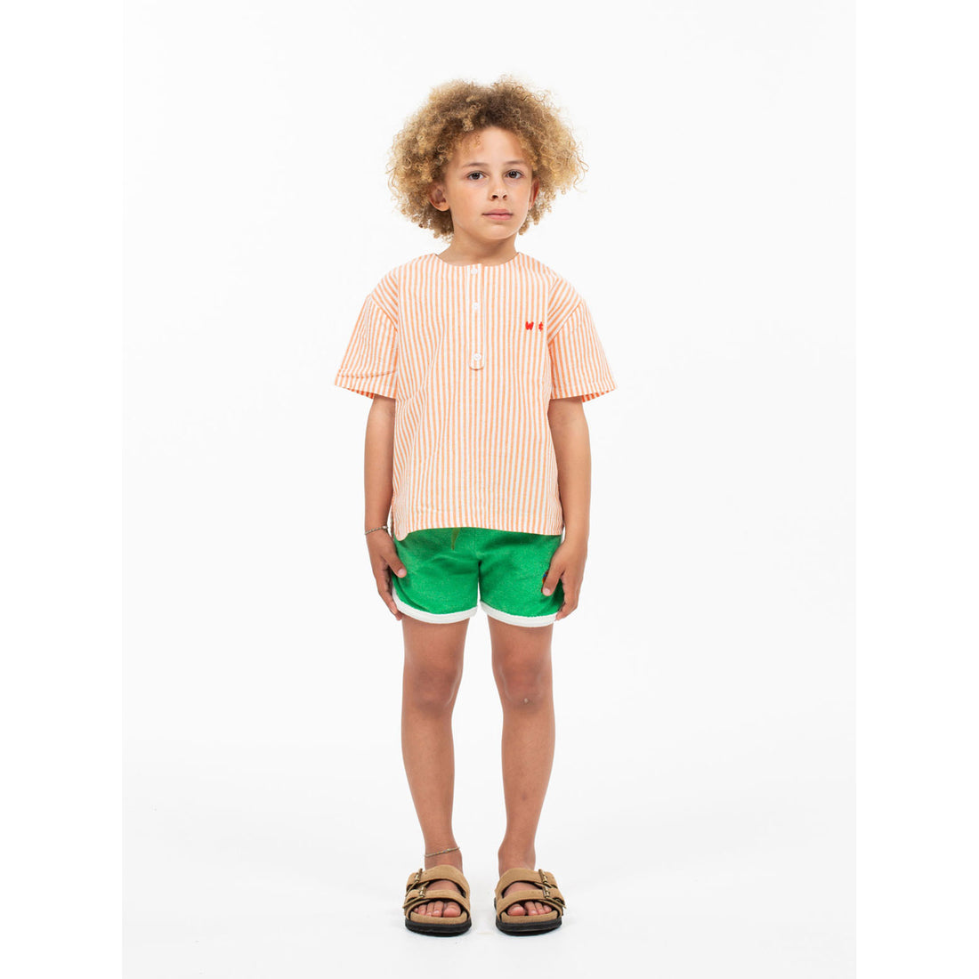 Wander and Wonder  Orange Stripe Henley Shirt