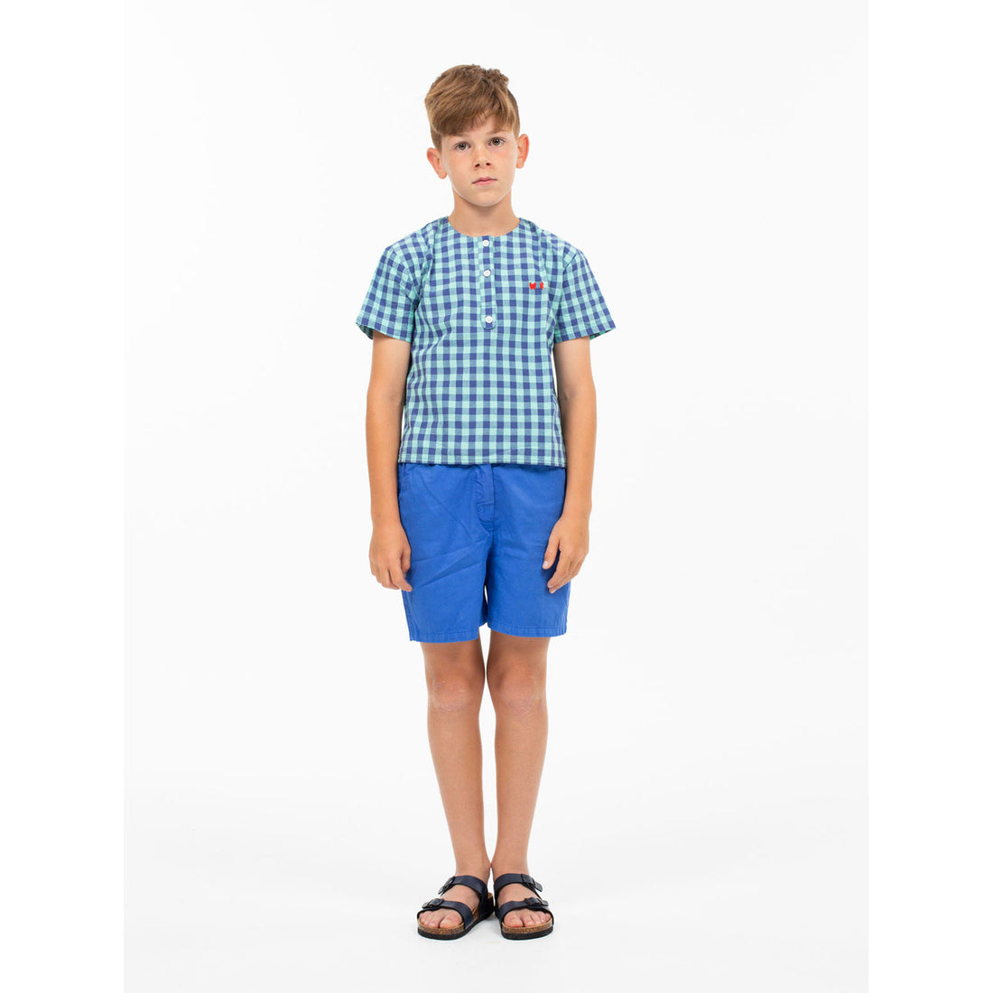 Wander and Wonder  Sky Check Henley Shirt