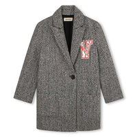 Zadig and Voltaire Black Herringbone Long Coat