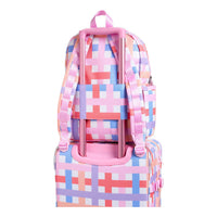 State Bags Pink Multi Plaid Kane Backpack