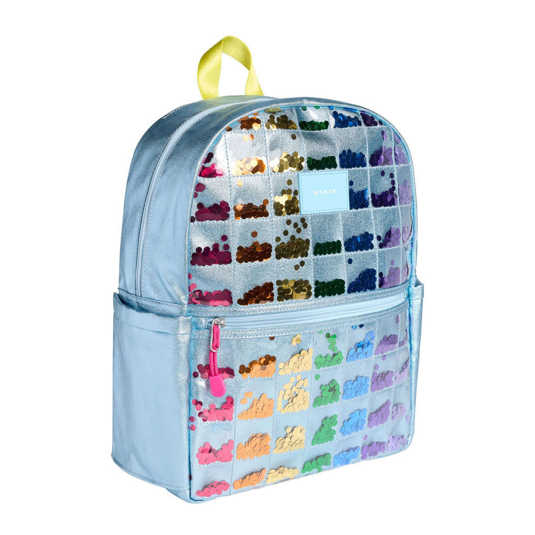 State Bags Blue Quilted Sequin Kane Backpack