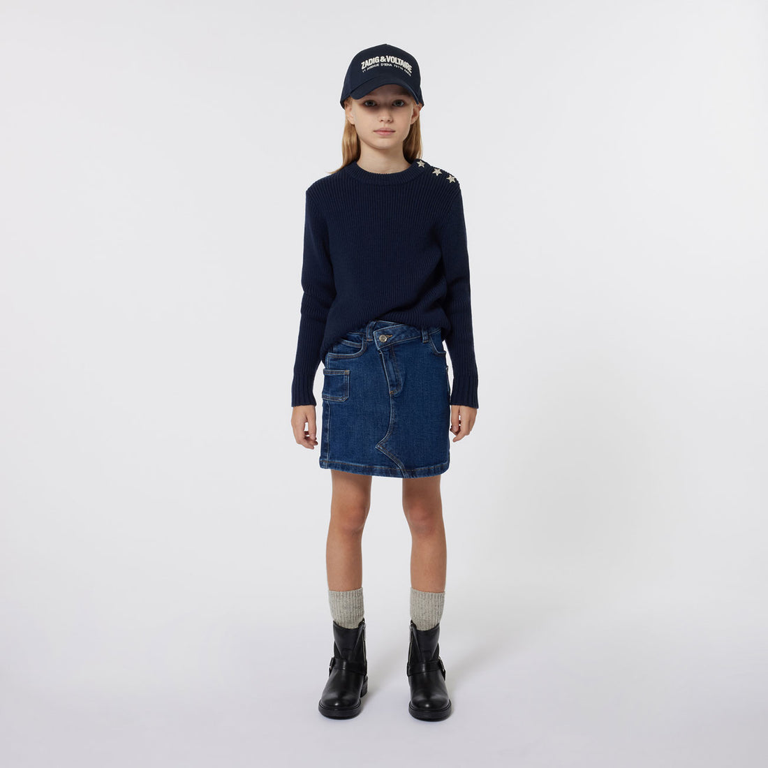 Zadig and Voltaire Double Stone Brush Denim Skirt