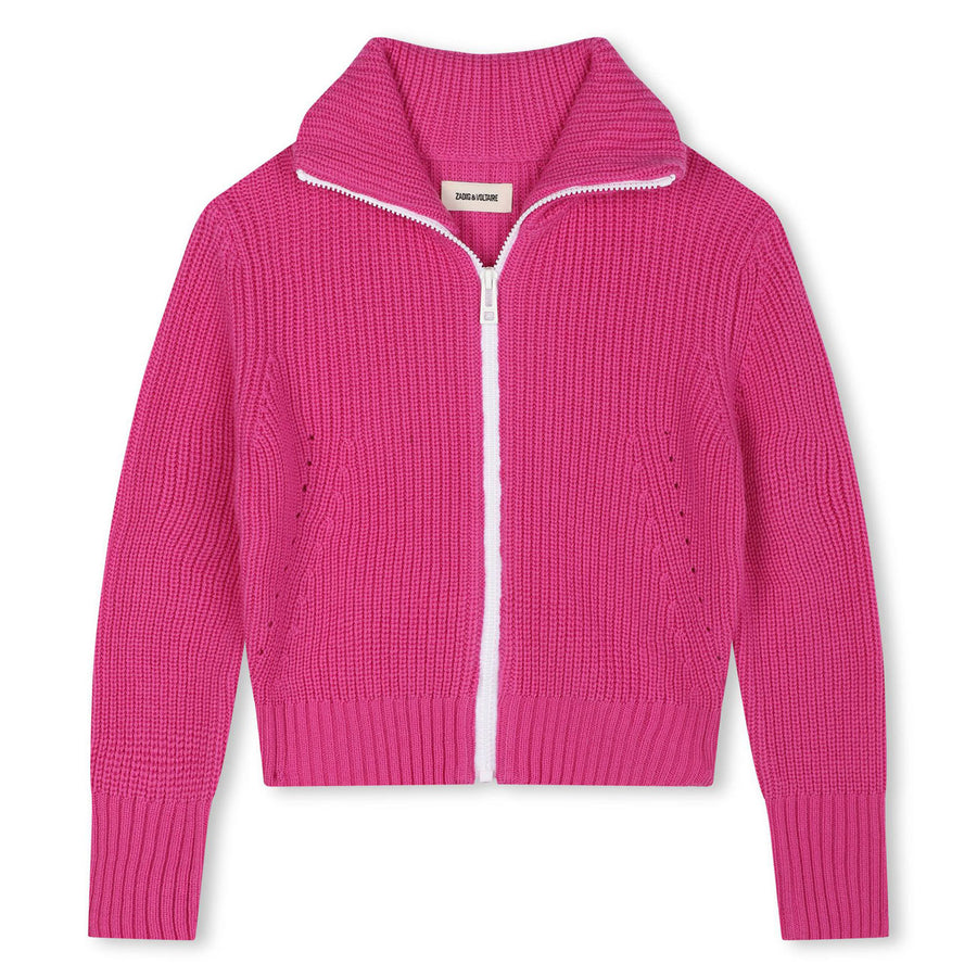 Zadig and Voltaire Fushia Knit Zip Up