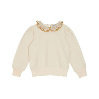 Emile et Ida Ecru Embroidered Collar Sweatshirt