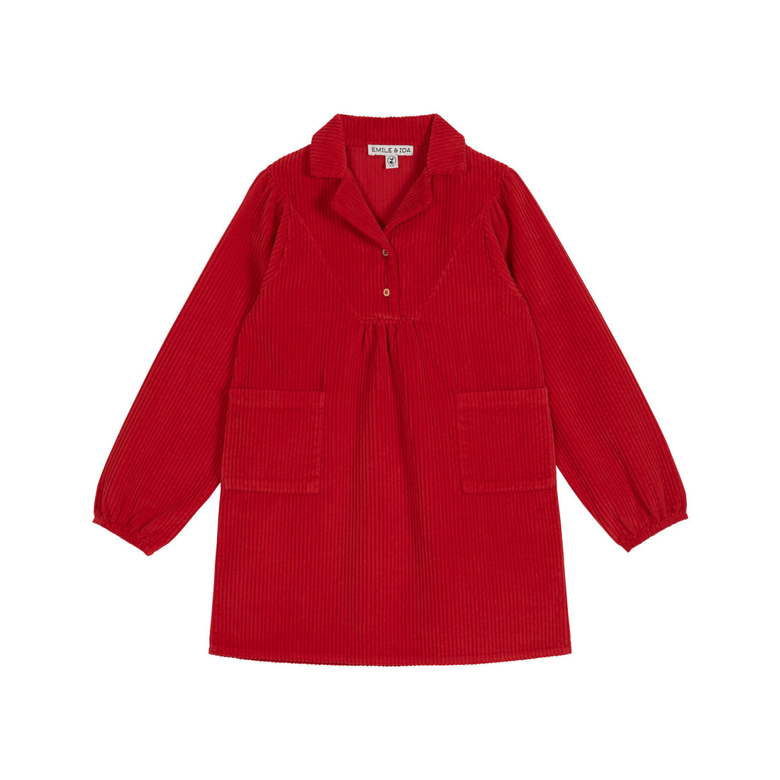 Emile et Ida Red Velour Pocket  Dress