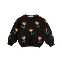 Emile et Ida Bitume Heart Intarsia Pullover