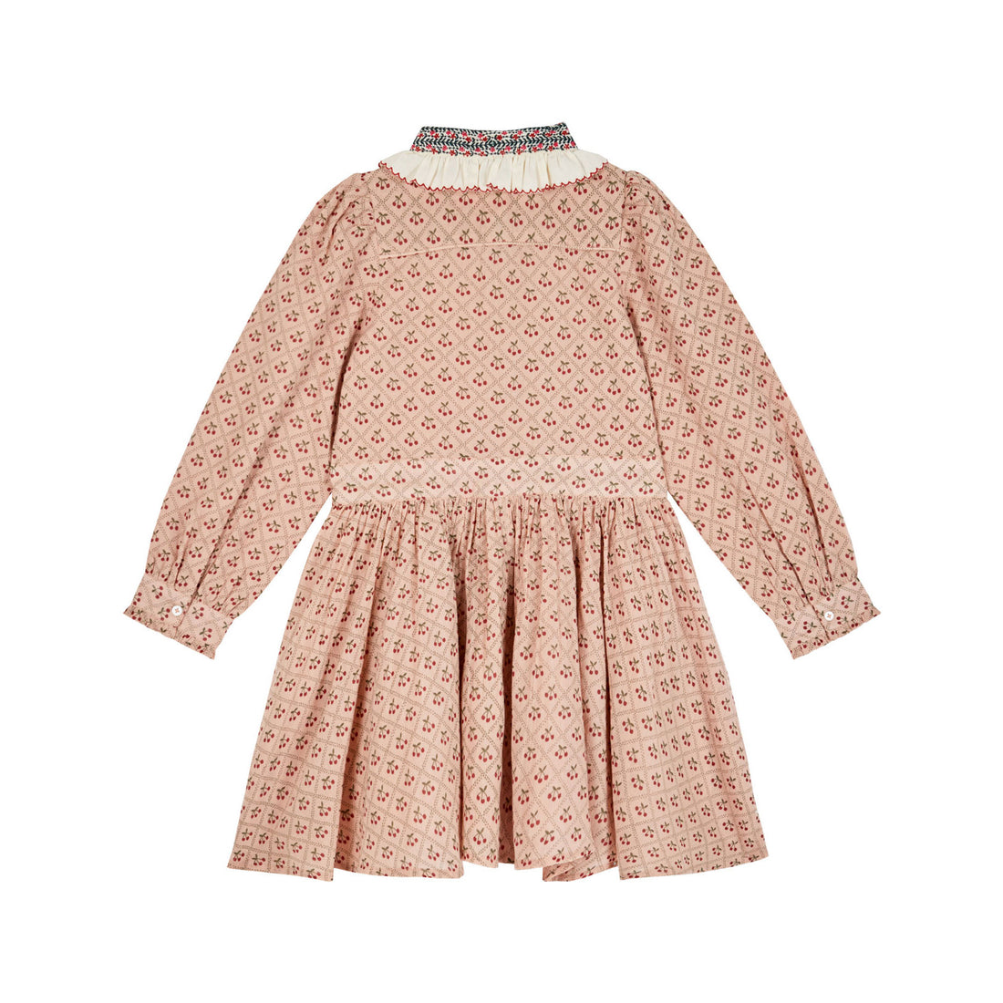 emile et ida crochet collar dress Emile et Ida - Hand Embroidered Floral Crochet Collar Dress - Beige