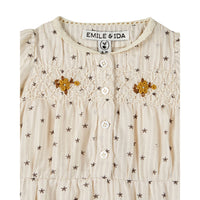 Emile et Ida Star Embroidered Smock Romper