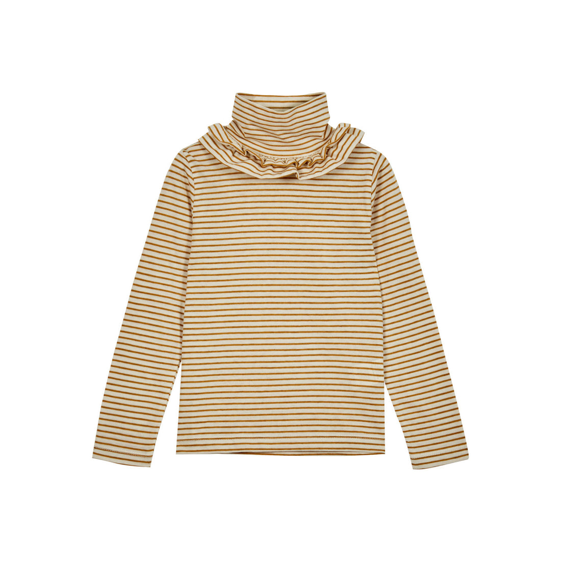 Emile et Ida Biscotte Fine Striped Ruffled Turtleneck