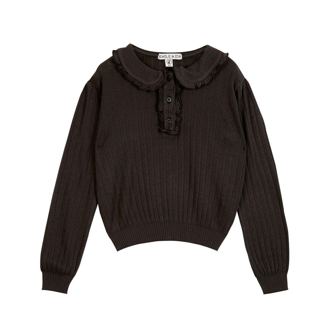 Emile et Ida Bitume Stripe Pointelle Pullover