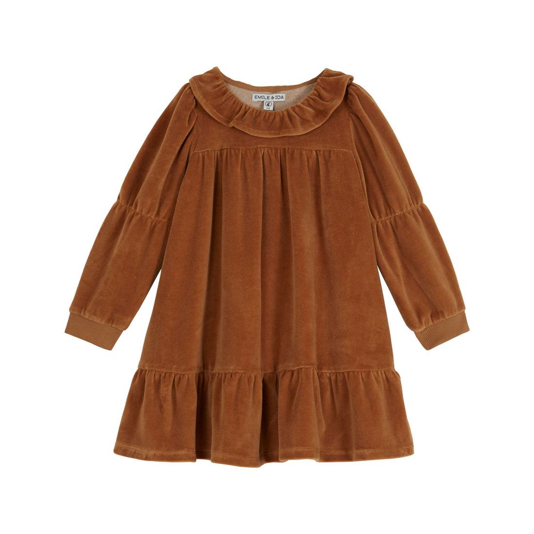 Emile et Ida Macadamia Velour Collared Dress
