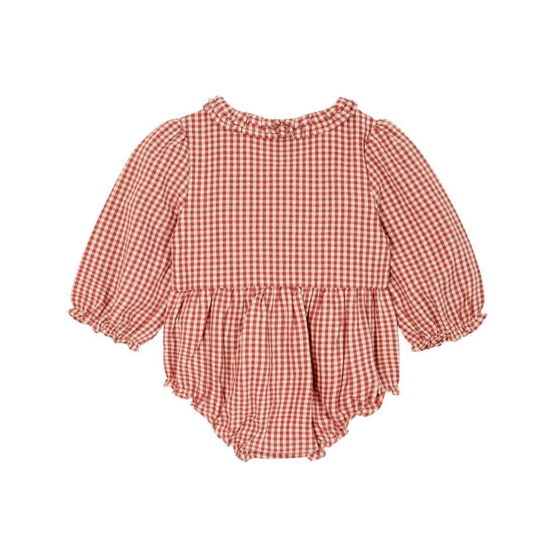Emile et Ida Rasberry Gingham Smocked  Romper