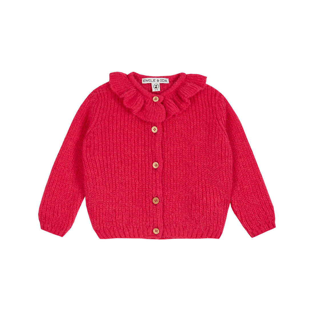 Emile et Ida Fushia Ruffled Collar Cardigan