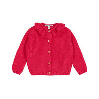 Emile et Ida Fushia Ruffled Collar Cardigan