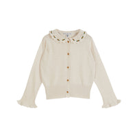 Emile et Ida Ecru  Crochet Collar Cardigan