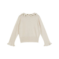 Emile et Ida Ecru  Crochet Collar Cardigan