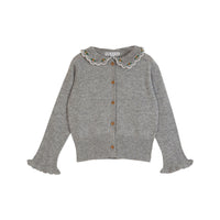 Emile et Ida Heather Grey  Crochet Collar Cardigan
