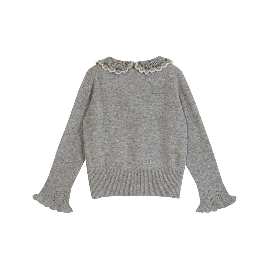Emile et Ida Heather Grey  Crochet Collar Cardigan
