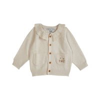 Emile et Ida Ecru  Crochet Collar Cardigan